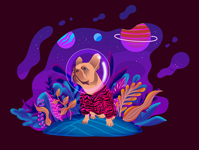 Space dog artwork illustration ui visual design web