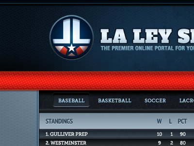 LLS scoreboard blue data logo navigation red score sports table tabular texture web