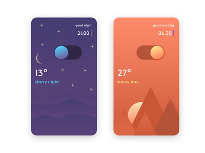 night day app design day design app illustration interface switcher ui weather app