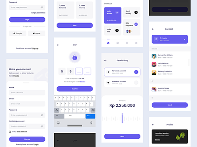 Mobile Banking App - Full Preview app design bank banking budget card coin credit card design finance fintech mobile mobile banking money top up transfer typography uiux
