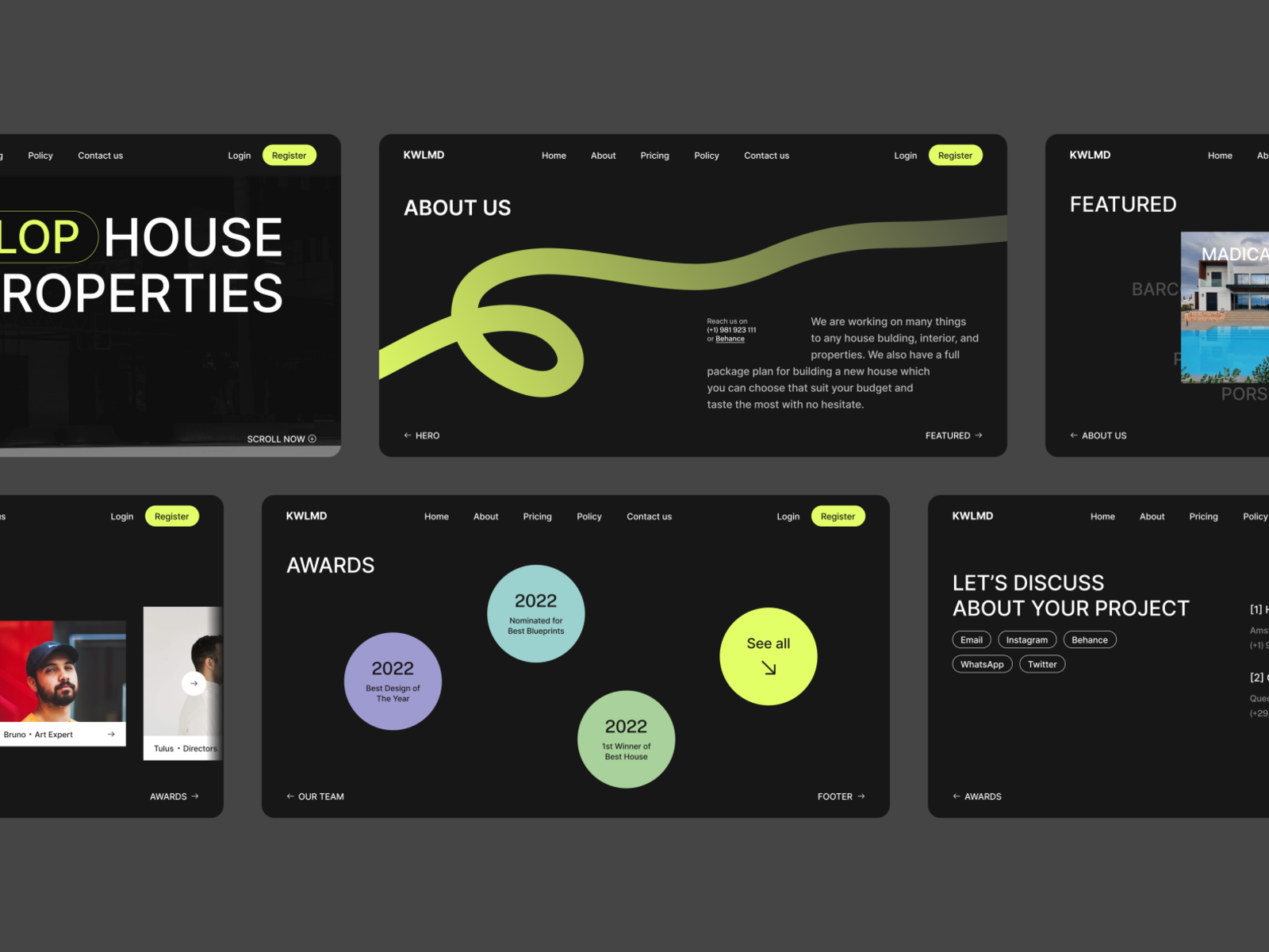 KWLMD - Real Estate Landing Page agency architect architecture clean dark mode design house illustration marketing marketing agency product professional property property agency real estate real estate web ui ui design uiux web