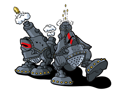 Iron Kingdoms Grundback Blasters cartoon color comic guns illustration iron kingdoms mecha metal steampowered warjack warmachine