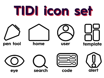 TIDI Icon Set adobe black and white branding design flat icon icons icons design icons pack iconset illustrator logo minimal ui uidesign