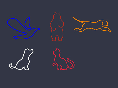 Animaaals (2$) adobe animal animals bear bird branding cat design dog flat icon illustration illustrator logo minimal minimalist logo selling tiger