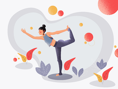 Yoga Girl character illustration circles clean flatillustration girl i̇llustration plants simple ui̇ yoga yogagirl