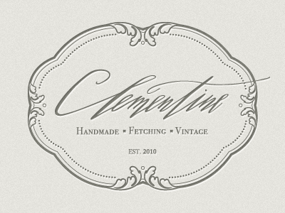 Clementine Store Logo calligraphy frame hand drawn logo retail script vintage