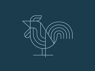 Rooster Line art Logo Design Idea