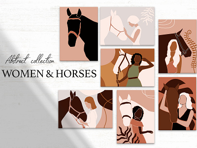 Woman&Horses. Abstract collection abstract collection animal art decor female horse poster vector wall art woman