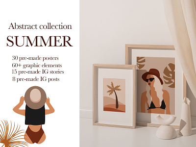 Summer. Abstract collection abstract collection girl illustration home decor illustration instagram story summer templates vector woman