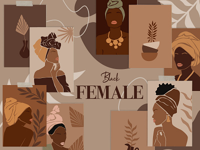 Black FEMALE. Abstract graphic collection