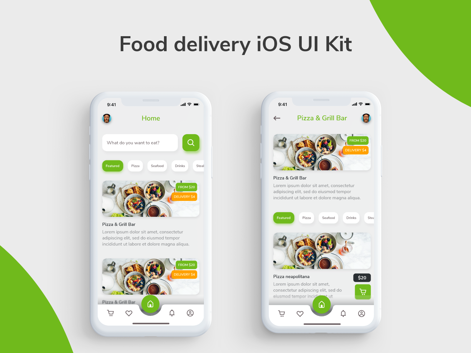 Food delivery iOS UI Kit by Piotr Kamiński on Dribbble