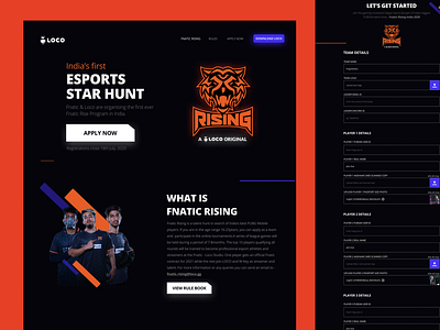 Fnatic Landing Page design designer esports freelance game icon minimal ui ux website