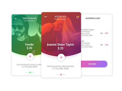 Event Ticket booking android app band booking events ios material show ticket ui ux