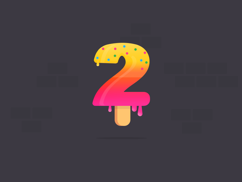 Dribbble Invites melt summer icecream typography 2 number 2 dirbbble invite shot player illustration invite dribbble