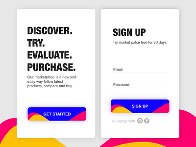 Signup colorful freelance ios marketplace material minimal mobileapp registration signup