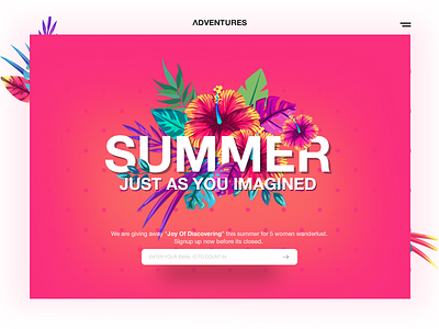 Summer Adventures designer freelance material mobileapp responsive travel trip ui vacation wanderlust web websitedesign