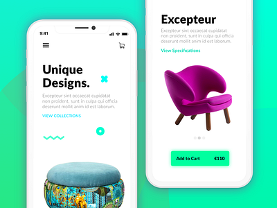 iOS Mobile app chair designer freelance furniture ios iphonex material mobileapp ui uitrends ux
