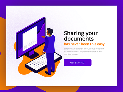 Document Sharing Website designer document freelance illustration isometric landing page minimal share typography ui ux website