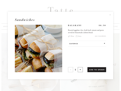 Online Ordering Experience clean experience food menu minimal modal online order ui web