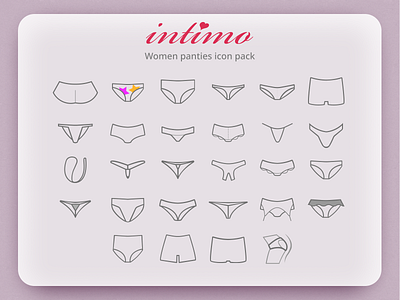 Women`s underpanties icon pack for Intimo online store
