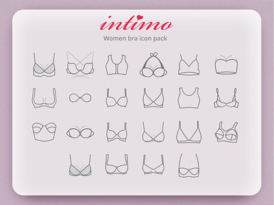 Women`s bras icon pack for lingerie shop Intimo clean clothes grey icon pack icon set line lingerie pink tenderness woman women