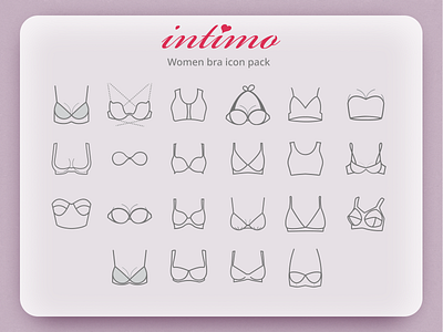 Women`s bras icon pack for lingerie shop Intimo