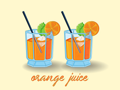 Juice Glasses digital painting glasses illustration juice orange orange juice sketches vector