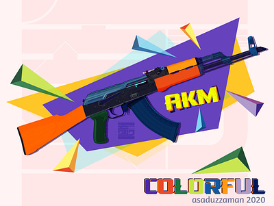 AKM / AK 47 auto rifle ak 47 akm asaduixd auto gun colorful gun gun illustration rifles vector