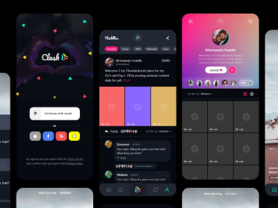 Clash - Social Entertainment App app appdesign appui artwork branding design designer designers entertainment social socialapp socialmedia socialnetworkingappm ui uidesign uiux