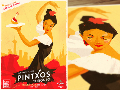 Pintxos art canada design flamenco food illustration poster spanish toronto vintage