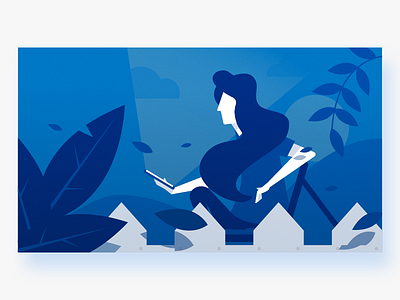 Mobility blue design fence flat graphic illustration leaf modern phone simple vector woman