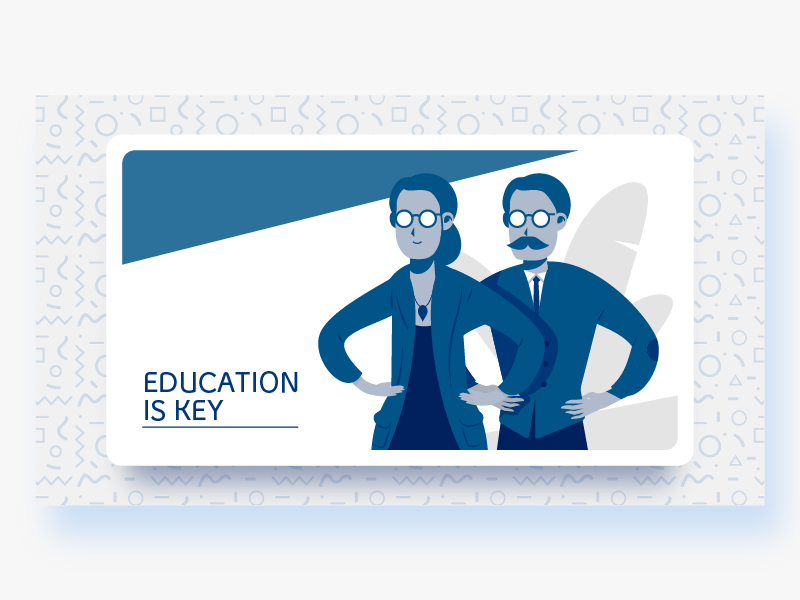 Education is Key modern blue glasses teacher ui professor german graphic design illustration flat vector