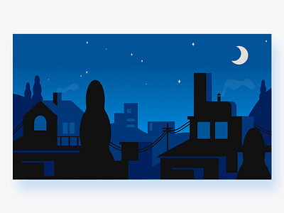 Goodnight blue city design flat graphic illustration illustrator modern moon night simple vector