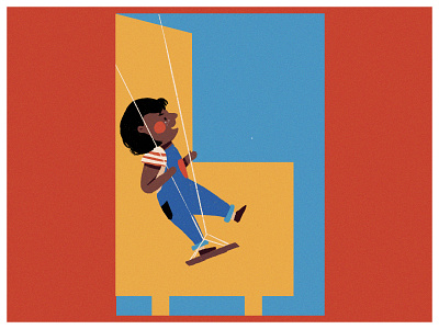 The little boy childhood desgin illustrations swing