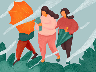 Sisters go to work together branding illustrations plant rain sister ui ux work