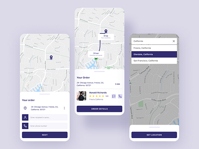 Tracking Navigation Screens App apps design design maps navigate order tracking tracking app ui ux website