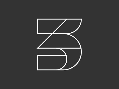 Three alphabet design geometric icon logo logomark modern monogram logo typography