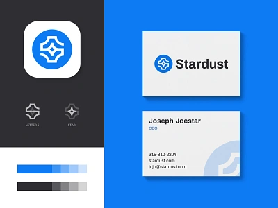 Stardust - Business Card Design app blue brand identity branding design geometric geometry icon logo logomark logotype designer modern sky