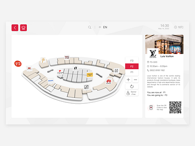 Shopping Mall 3D Way-finding system UI design