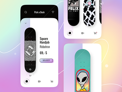 Build your Skateboard concept alien app believe button concept design gradient mobile skate skateboard skateboards ui ux