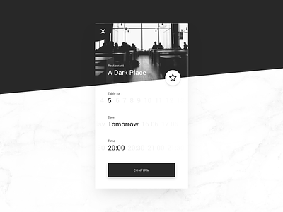 Confirm Reservation confirm confirmation daily dark date marble reservation restaurant time ui ux