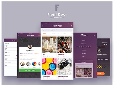 Front-Door Delivery iOS App application delivery flat design ios iphone minimal product prototype ui ux