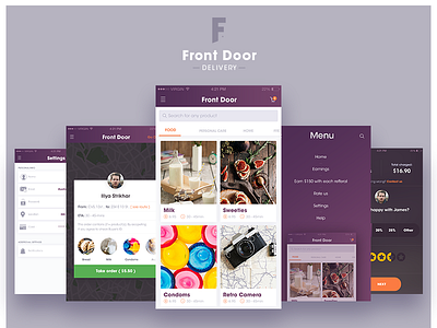Front-Door Delivery iOS App application delivery flat design ios iphone minimal product prototype ui ux