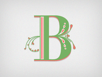 B design drop cap green typography