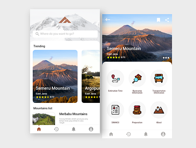 Muncak Apps Concept androind apps design mountains nature uiux