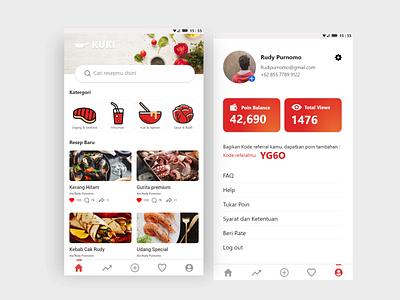 Recipe Apps Concept android apps branding cook food app ios recipe red restaurant ui uidesign uiux