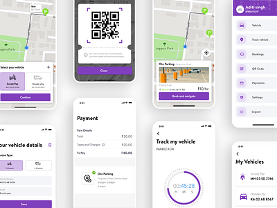 Parko - Mobile parking app app screens car car parking digital payment ios location map mobile app modern parking parking app parking lot scan search spot track vehicle ui ui design ux design vehicle