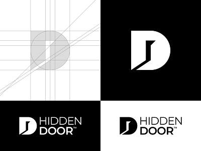 Hidden Door D Letter Logo abstract black logo brand buy logo clean creative logo d letter d logo gennady savinov logo design geometric logo logo design logo grid logomark logotype minimalistic minimalistic logo modern professional logo symmetric