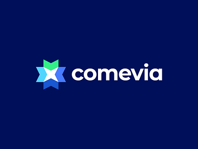 Comevia Logo abstract brand brand identity branding business buy logo c letter c logo c logomark colorful connections creative flower fresh gennady savinov logo design geometric modern people professional workspace