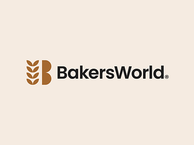 Bakers World Logo abstract b letter b logo b logomark bakers bakery brand brand identity branding cook gennady savinov logo design geometric kitchen leafs logo design modern symmetric wheat